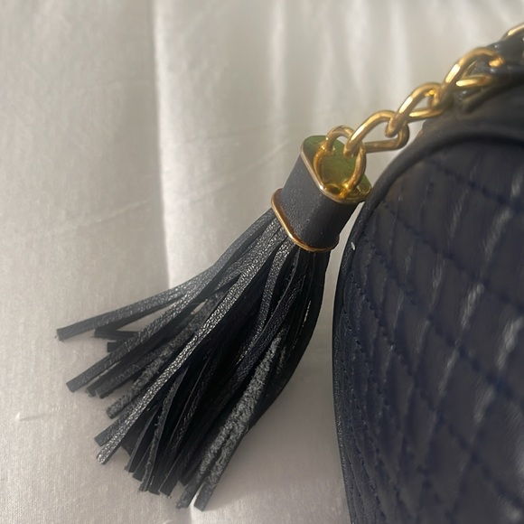 Talbots quilted leather crossbody purse with a gold chain strap. - Picture 7 of 8